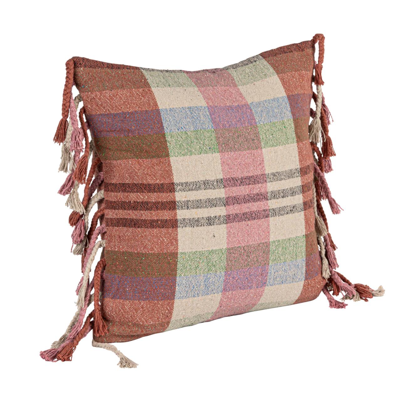 Hello Honey® Highland Hearth Woven Plaid Pillow with Braided Fringe
